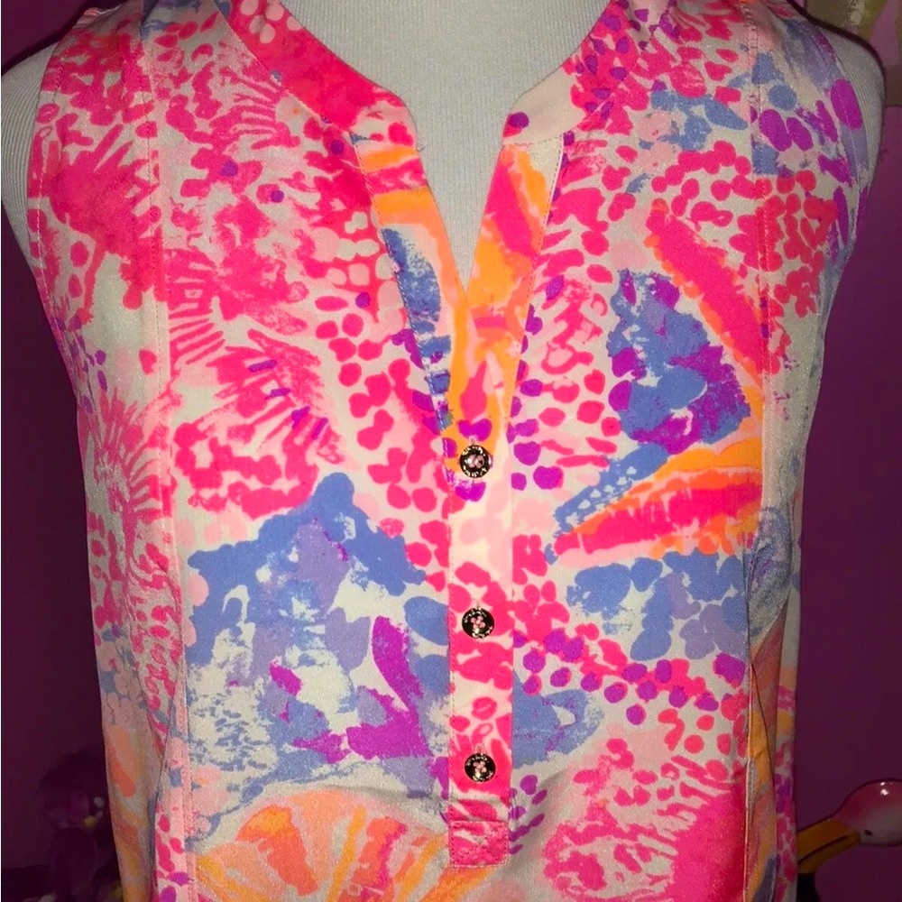 Lilly Pulitzer NWT Kery Silk Blouse Paradise Bohemian Beach Size XXS STUNNING! - Picture 8 of 8